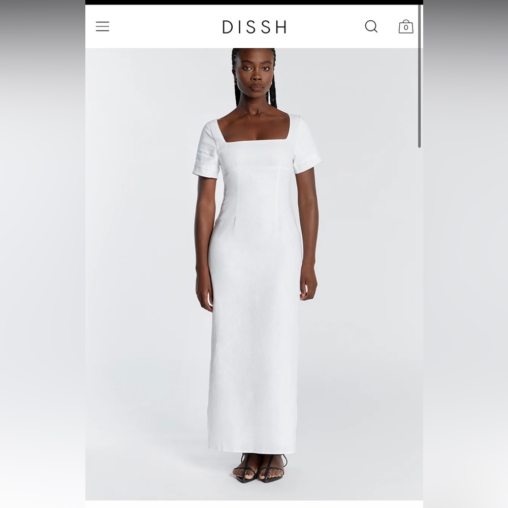 Dissh Jamie white linen midi dress